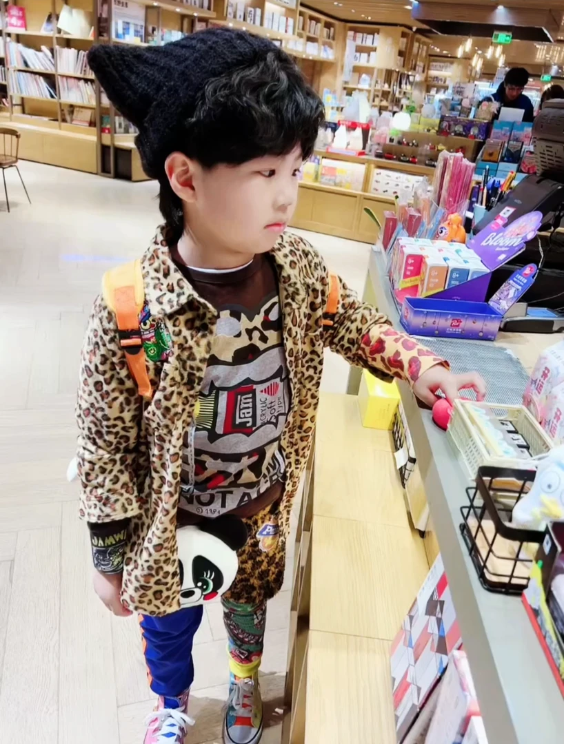 TOMATO家日系潮牌童装 JAM刺绣豹纹衬衫