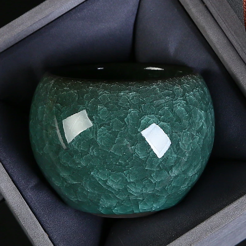 蓝色妖姬冰花主人杯单杯开片冰裂高端陶瓷品茗杯功夫茶具茶盏家用