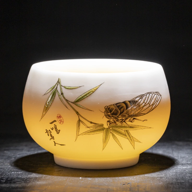 素烧羊脂玉瓷茶杯功夫茶具德化白瓷普洱主人杯单杯个人专用品茗杯