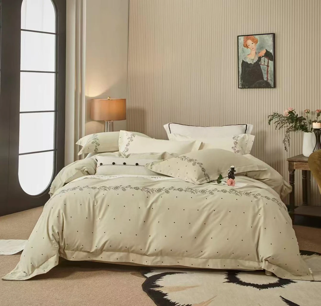【安娜】实体高端180s长绒棉四件套全棉简约轻奢绣花家用