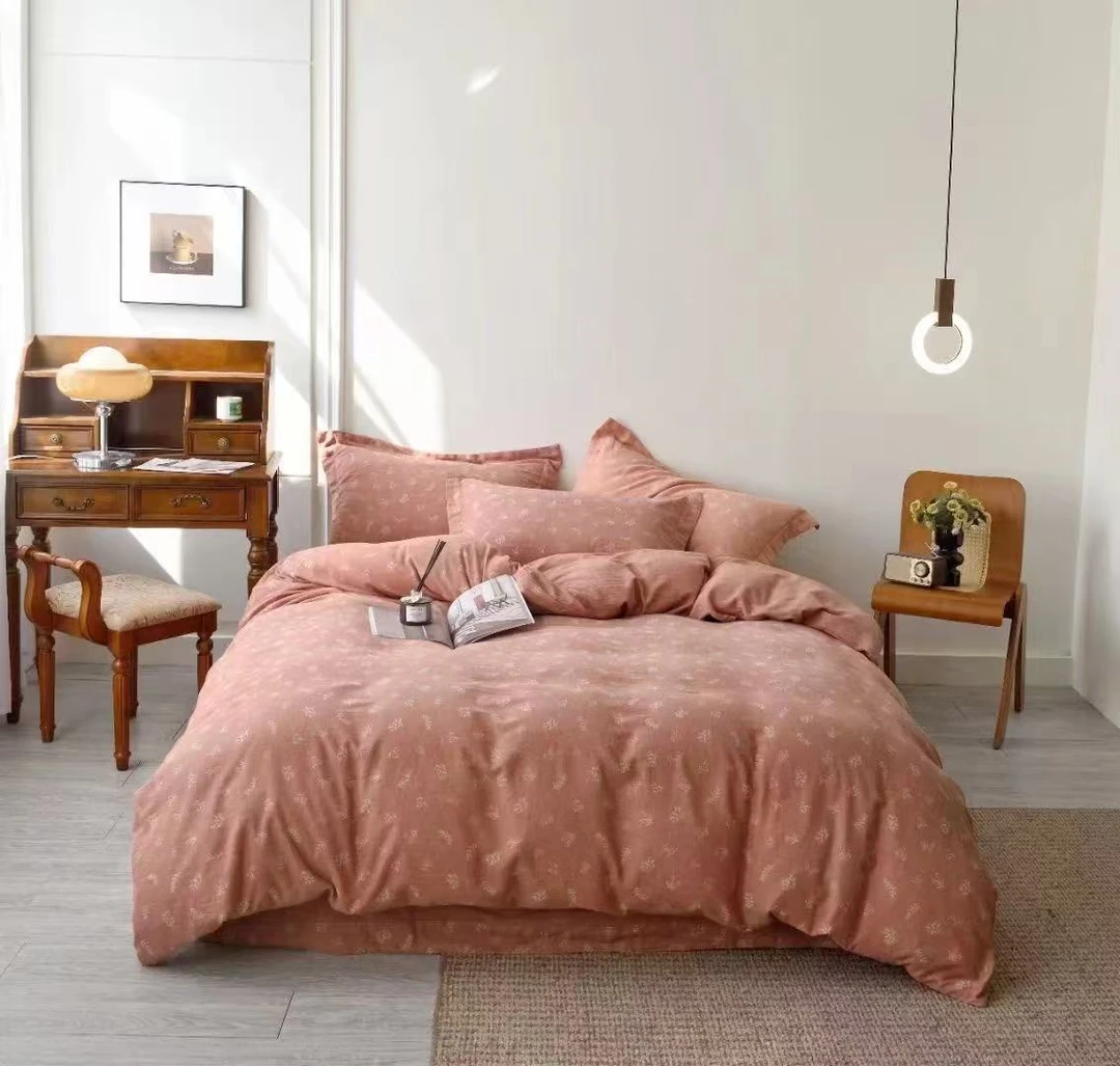 色织提花双层纱三层纱全棉四件套吸湿透气纱布被套床单轻奢简约