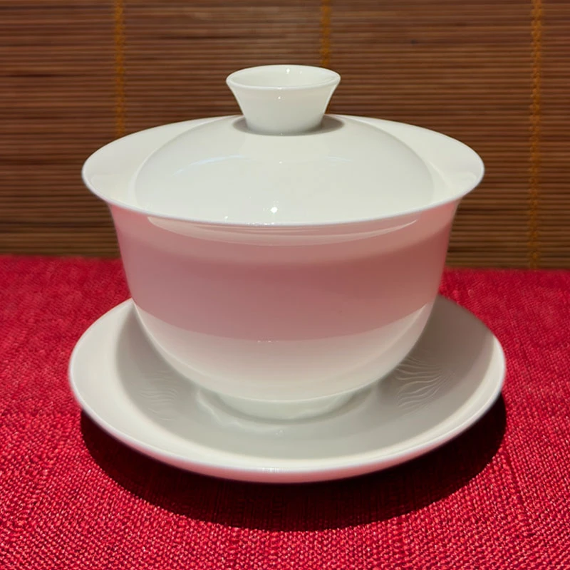 潮州超薄胎纯白骨瓷盖碗陶瓷防烫手三才泡茶碗茶具茶杯骨瓷180ml
