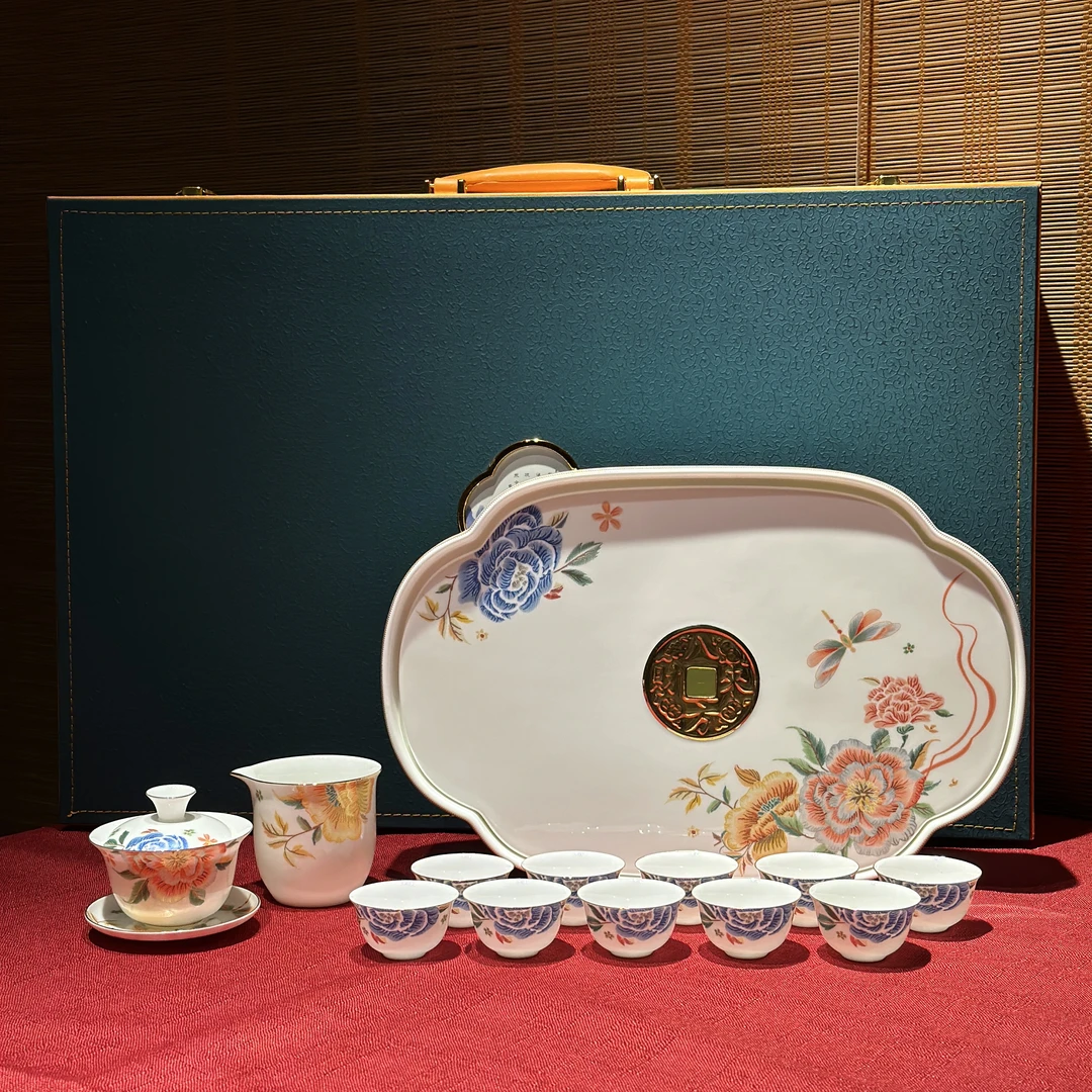 国色天香系列-高档潮州超薄胎骨瓷茶器茶具礼盒装套装