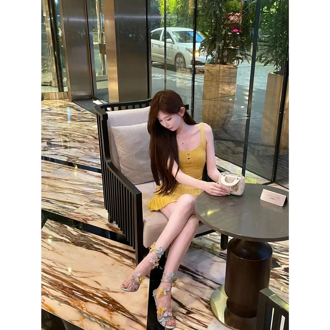 Xx素铂舟舟【奶酒百利甜】吊带甜美百褶休闲夏季连衣裙