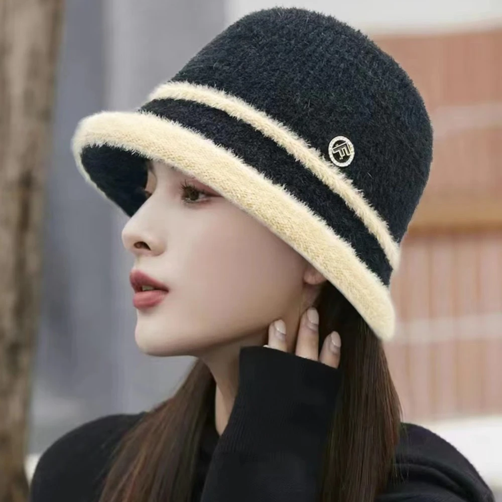 渔夫帽女秋冬季2023新款加厚保暖毛绒冷帽子大头围显脸小鱼夫盆帽