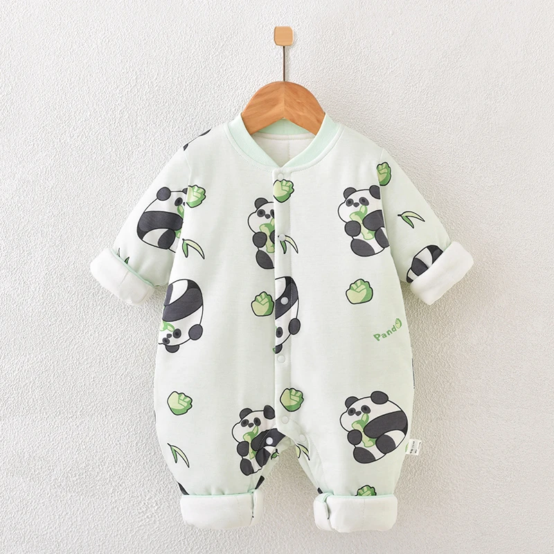 婴儿连体衣夹棉保暖衣服秋冬季棉衣新生儿爬服宝宝外出服冬装