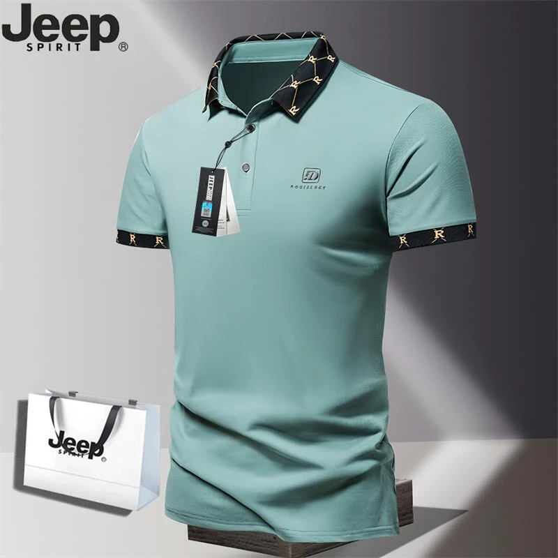 Jeep吉普2025新款刺绣翻领高端polo衫短袖t恤男商务简约夏季上衣