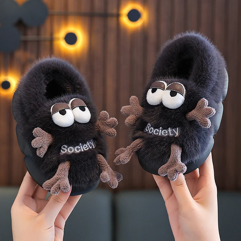 儿童棉拖鞋男可爱冬季2023新款加绒保暖宝宝男女童冬天拖鞋包跟