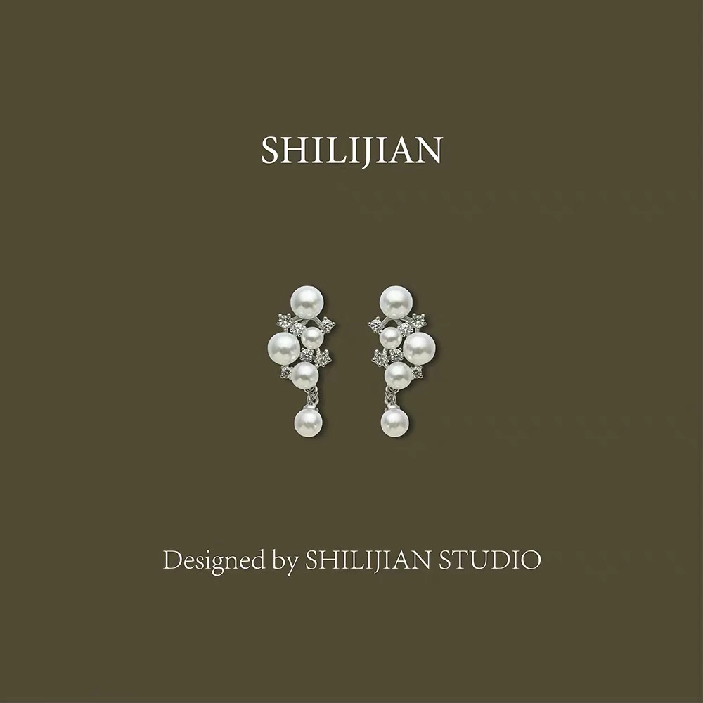铜合金仿珍珠耳饰 十里间【葡萄珠】法式浪漫银针耳环耳夹