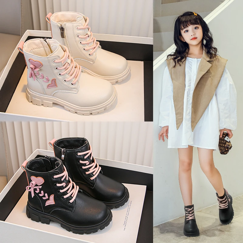 2024新款中小女童小学生侧拉链马丁靴