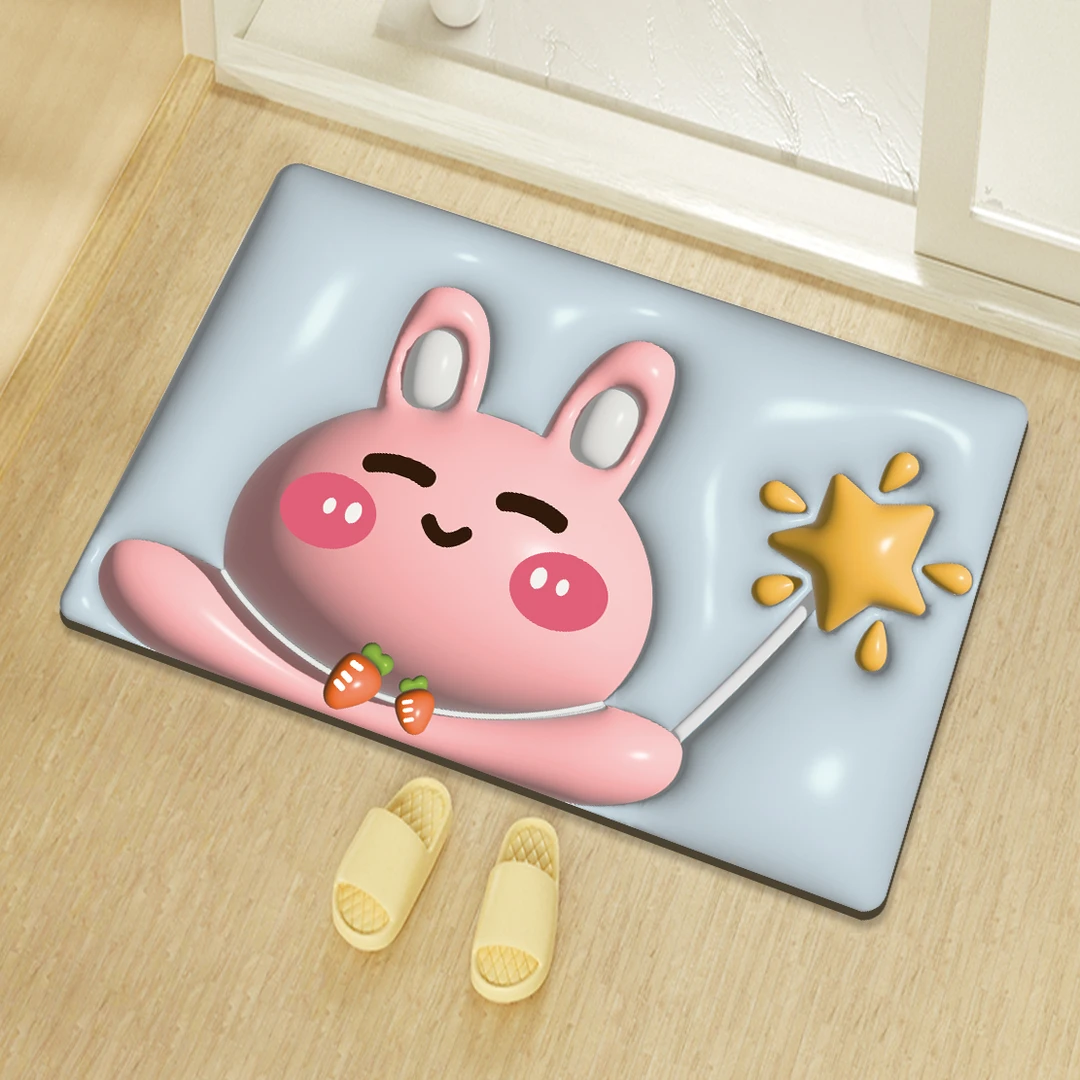 3d地垫硅藻泥浴室吸水耐脏卫生间防滑速干地垫门口进门垫卧室地毯