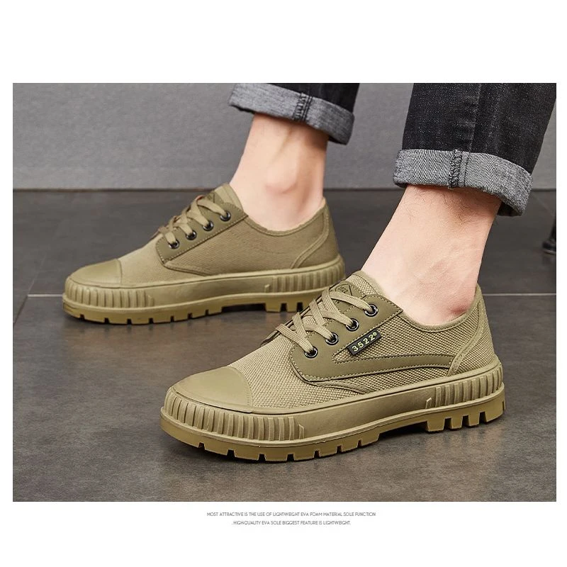 男士夏季低帮劳保鞋橡胶实心底耐磨防滑户外徒步登山工地干活鞋