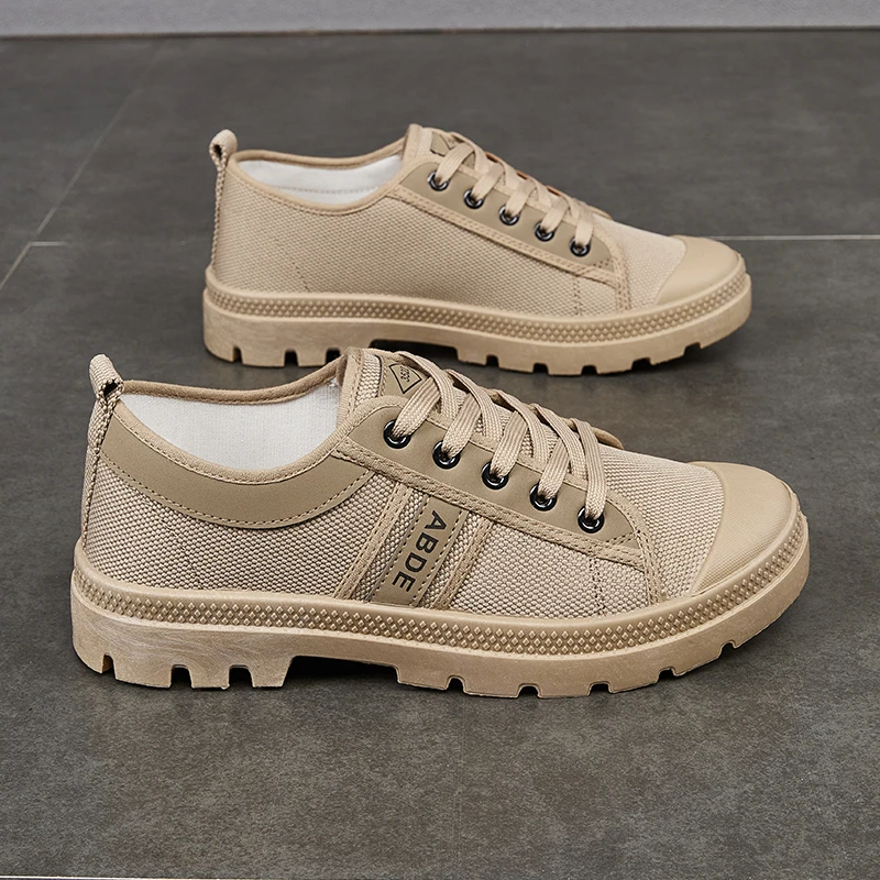 男士夏季新品低帮防滑耐磨劳保鞋男户外时尚休闲帆布鞋工地干活鞋