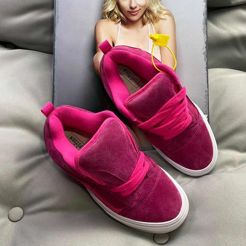 2025新款时尚休闲百搭低帮板鞋火龙果色面包鞋潮鞋帆布鞋情侣鞋子