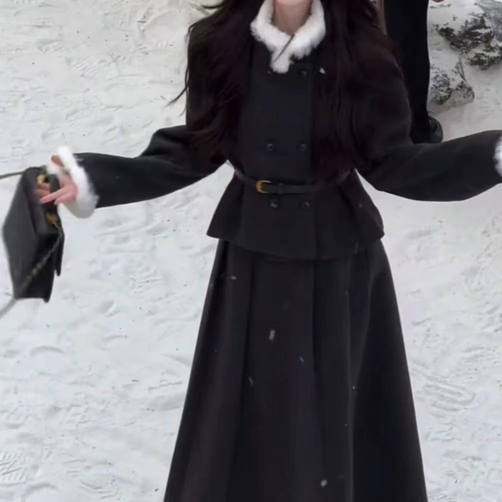 【财阀千金大小姐】小香风气质网红时尚套装赫本风秋冬宽松法式毛呢