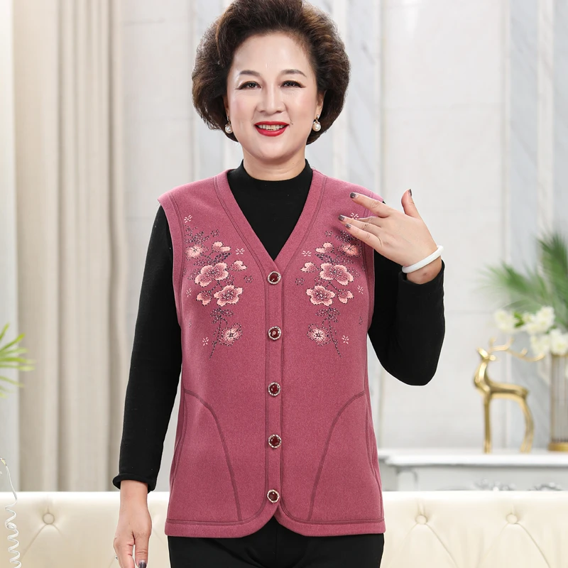 恒源祥女士中老年人德绒保暖背心妈妈女款加绒加厚保暖马甲坎肩冬