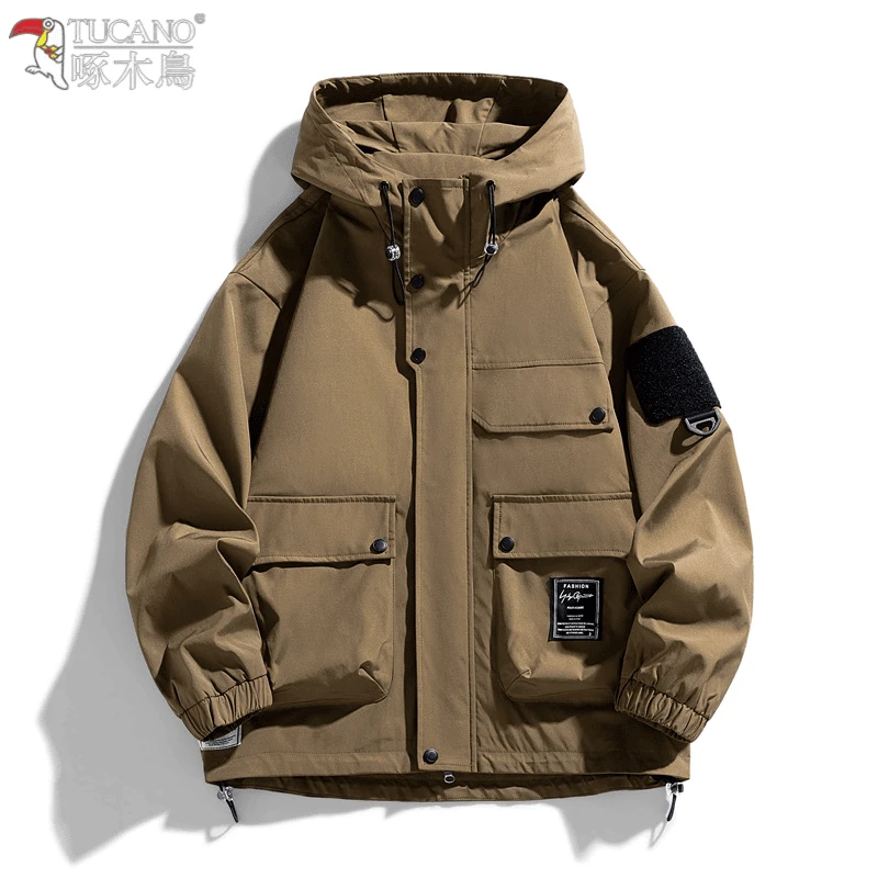 TUCANO/啄木鳥秋季新款日系多口袋工装连帽冲锋衣宽松户外防风男.