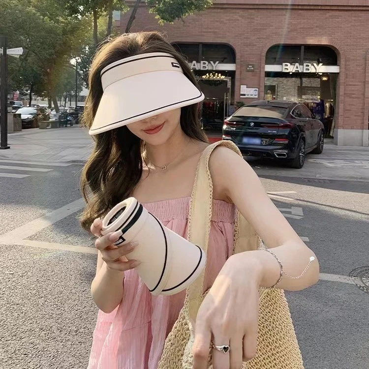 UV防晒帽子女夏季空顶遮阳帽防紫外线大帽檐户外骑车太阳帽显脸小