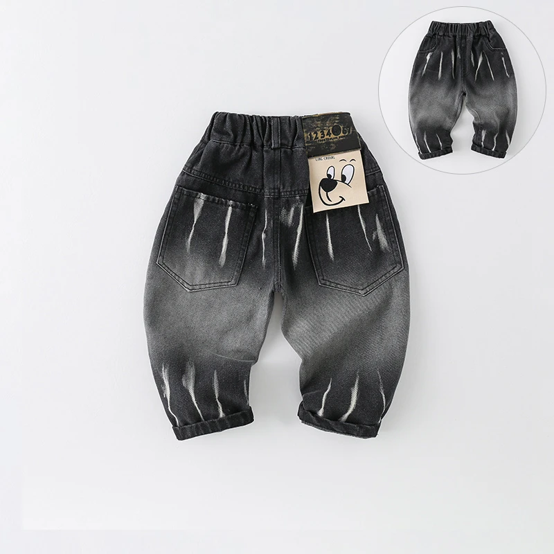 SCBEBE儿童牛仔裤2024新款韩版可爱百搭休闲牛仔裤AK861