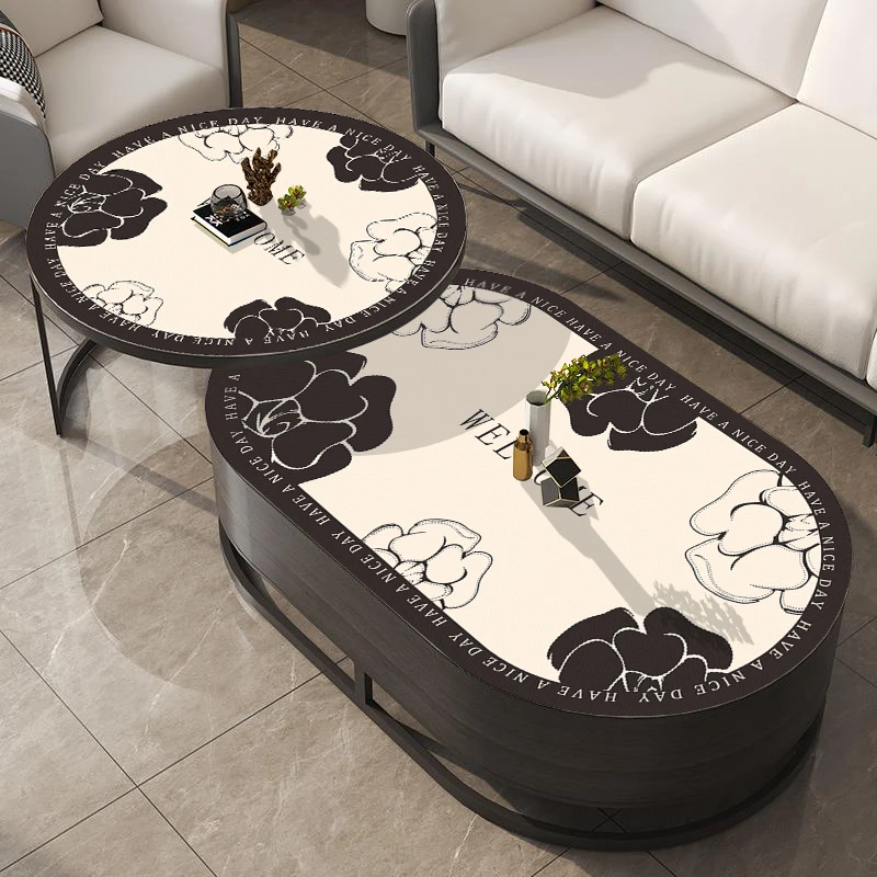 简约圆形茶几桌布皮革茶几垫免洗防水防油圆桌桌布保护垫桌面垫