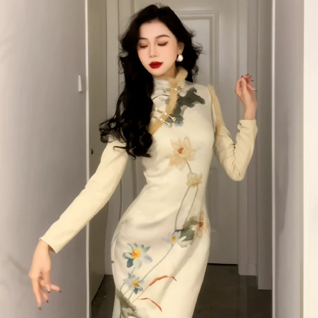 【尔尔古典美学】复古新中式旗袍【慕荷假两件】秋冬修身中国风旗袍