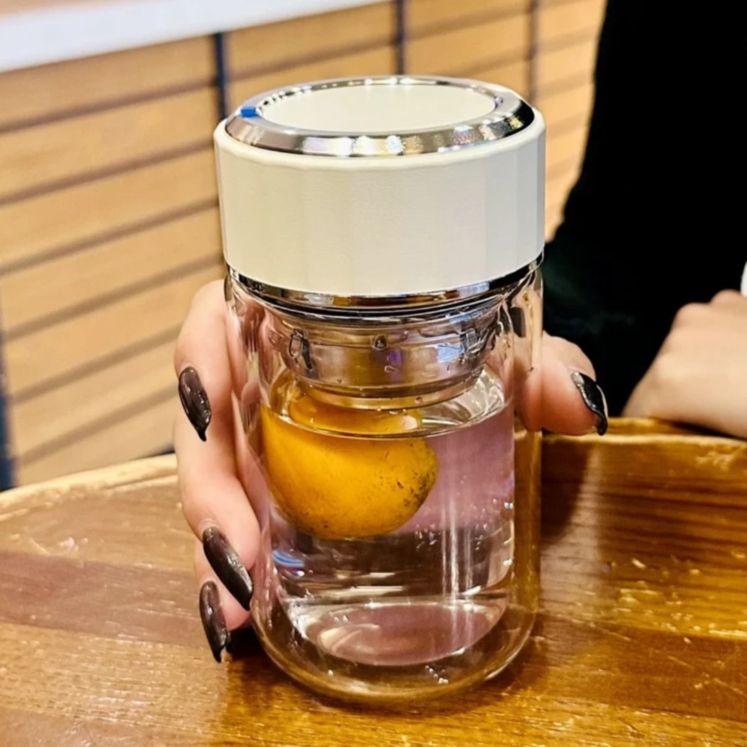 迷你女士新款高颜值高硼硅双层玻璃杯耐高温泡茶杯子便携隔热迷你