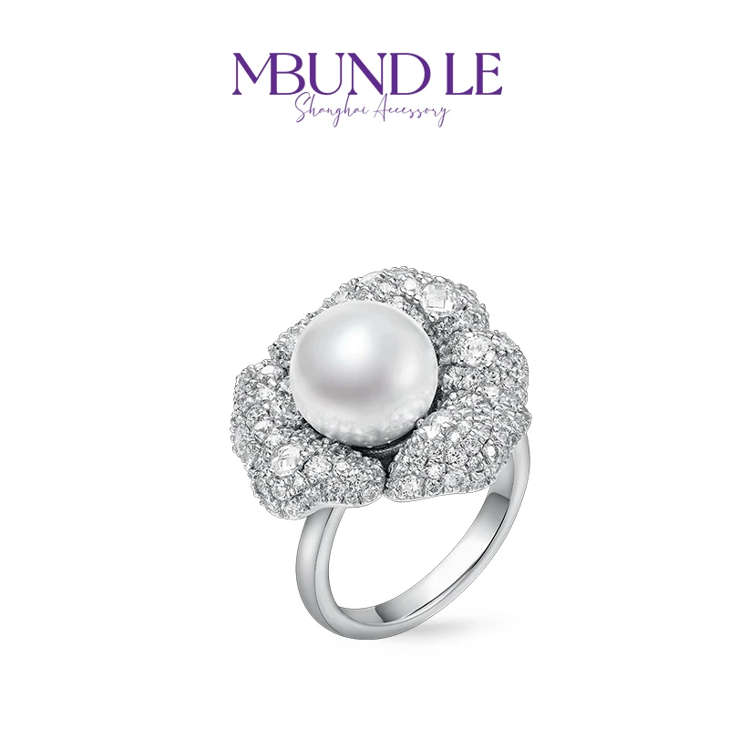 摩邦珠宝 铜合金仿珍珠戒指 月光山茶系列仿珍珠戒指