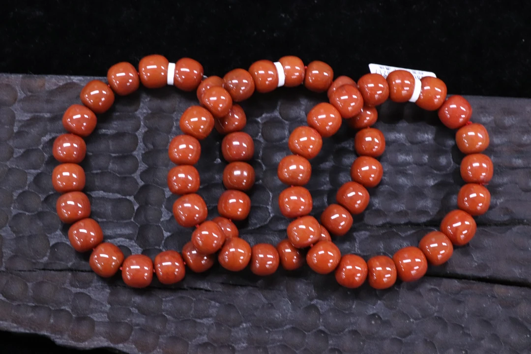 原矿无优化川料南红柿子红火焰纹老型10-11mm单圈多样性发一件