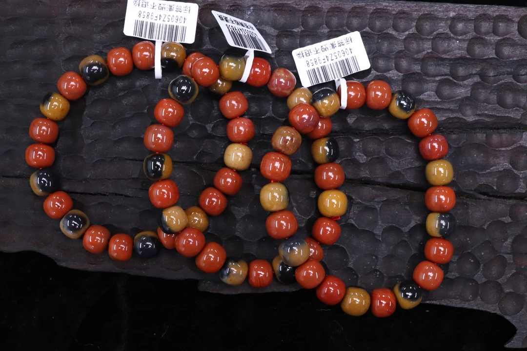 原矿无优化天然南红大山包黄绿皮包浆9-10mm老型单圈多样性发一件