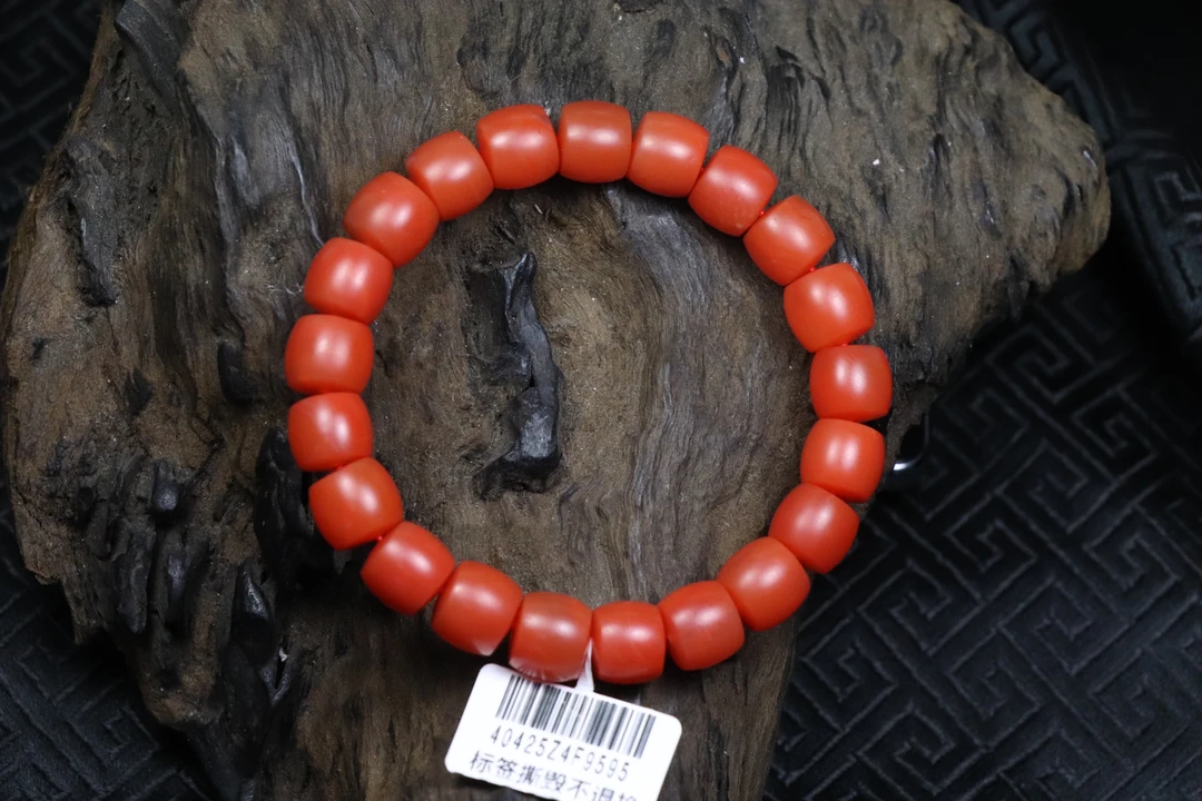 原矿无优化天然保山南红东山大水沟9-10mm直切单圈手串精美红色