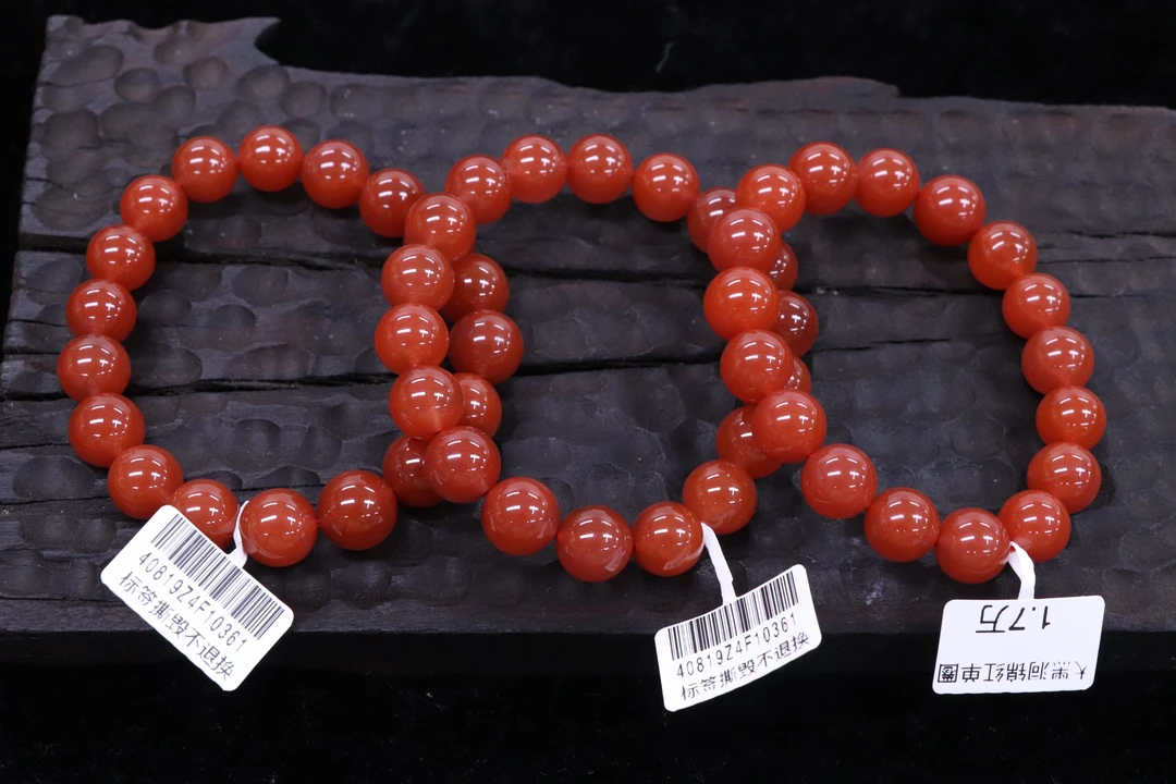 原矿无优化保山南红大黑洞锦红10-11mm单圈手串多样发一条红色