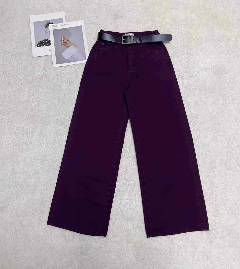 秋冬新品百搭显瘦紫色牛仔休闲裤