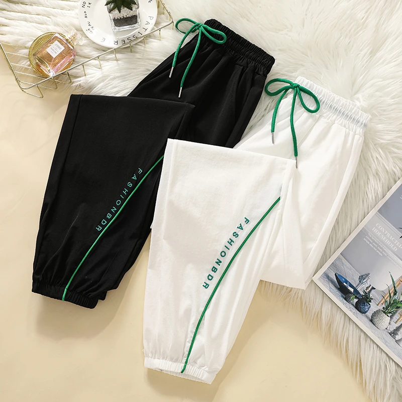 冰丝速干裤女2025夏季新款透气薄款休闲时尚束脚哈伦裤百搭防蚊裤