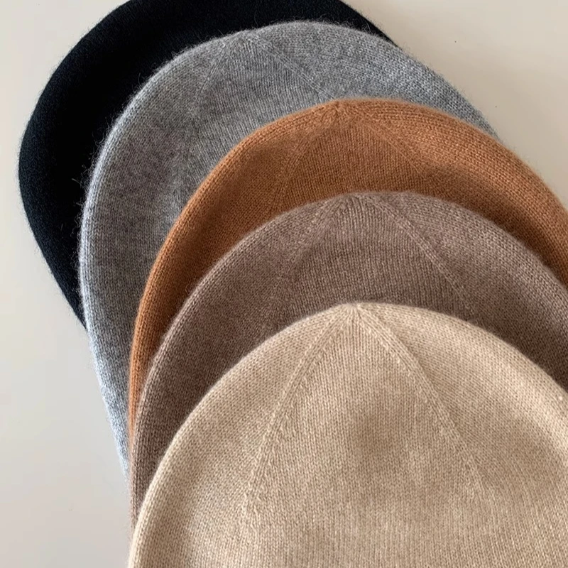 简创-小众羊绒针织帽女套头保暖亲肤瓜皮帽冷帽男女款PI23S140