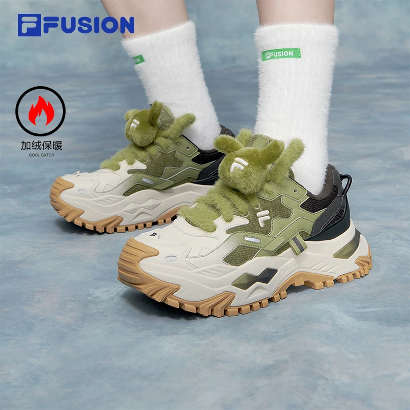 FILA斐乐潮牌硬糖秋季厚款保暖底透气厚底增高百搭小个子老爹鞋女