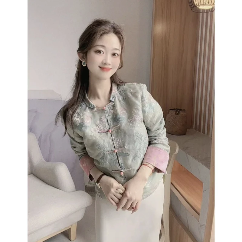 春秋季文艺温柔风气质时尚百搭高级感新中式洋气国风撞色中绣外套