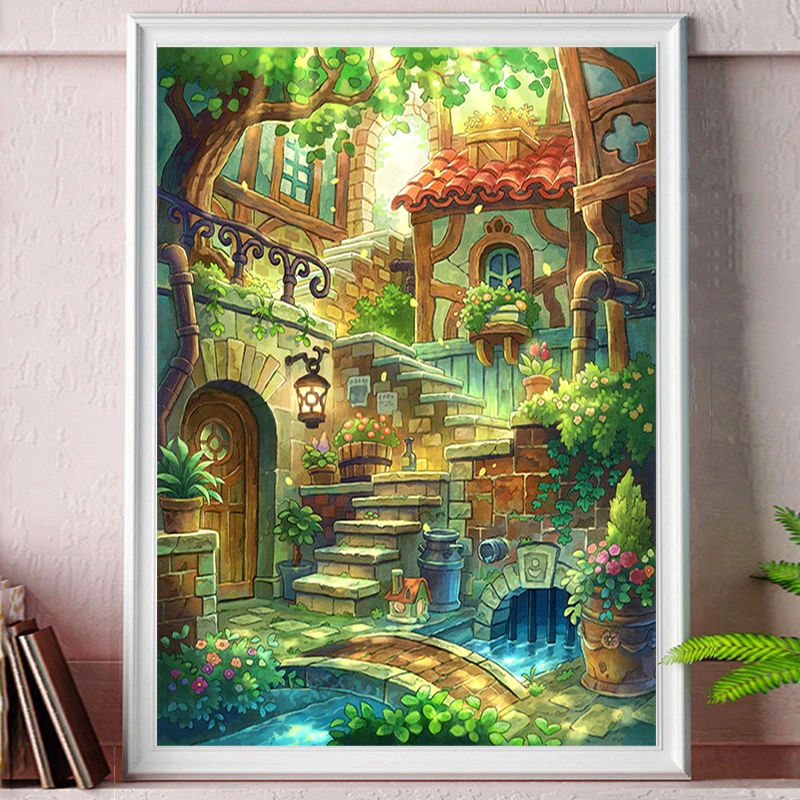 十字绣绿野仙踪新款线绣客厅卧室儿童房卡通小屋高端风景45色手工