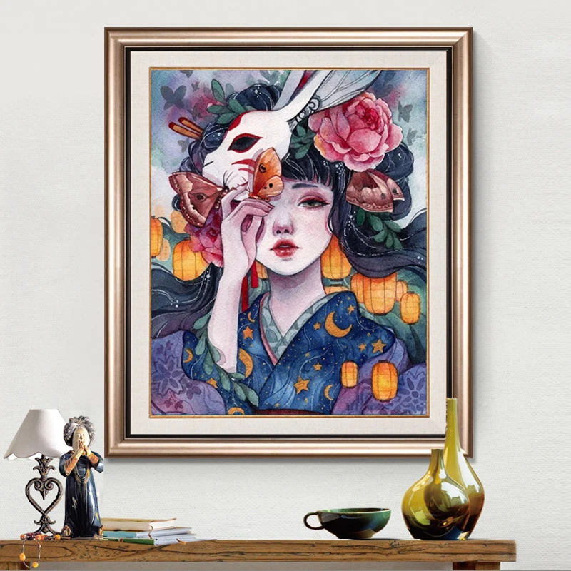 十字绣插画女孩大格四股绣71*88厘米39色满绣可爱卡通少女客厅