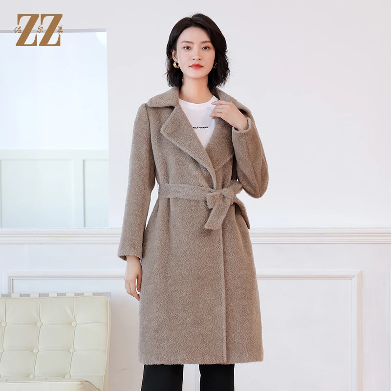 ZZ/佐尔美佐尔美秋冬新款 羊驼毛气质优雅长大衣女E24DC23