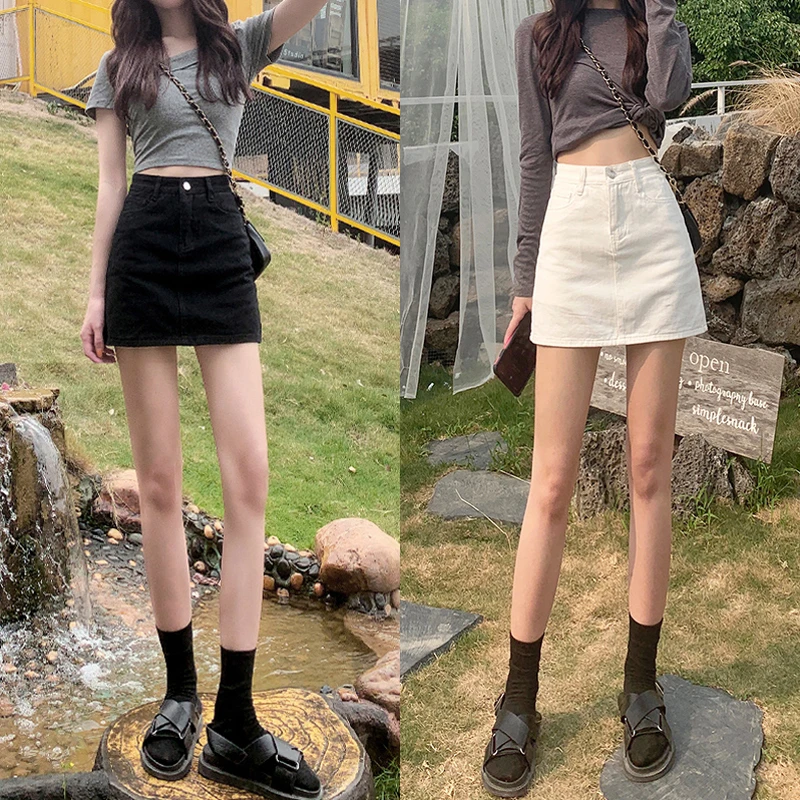黑色牛仔短裙女2025年新款高腰小个子辣妹包臀显瘦a字半身裙裤裙