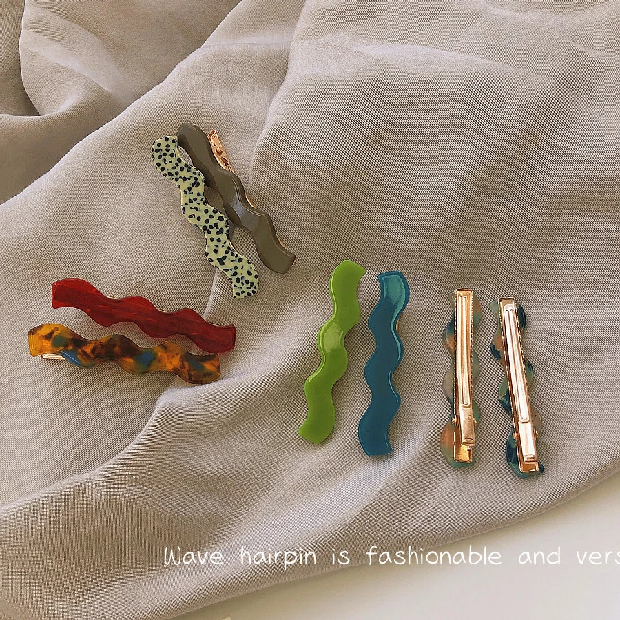 波浪形一字夹ins超火侧边刘海夹百搭鸭嘴夹发卡韩国发饰品新款