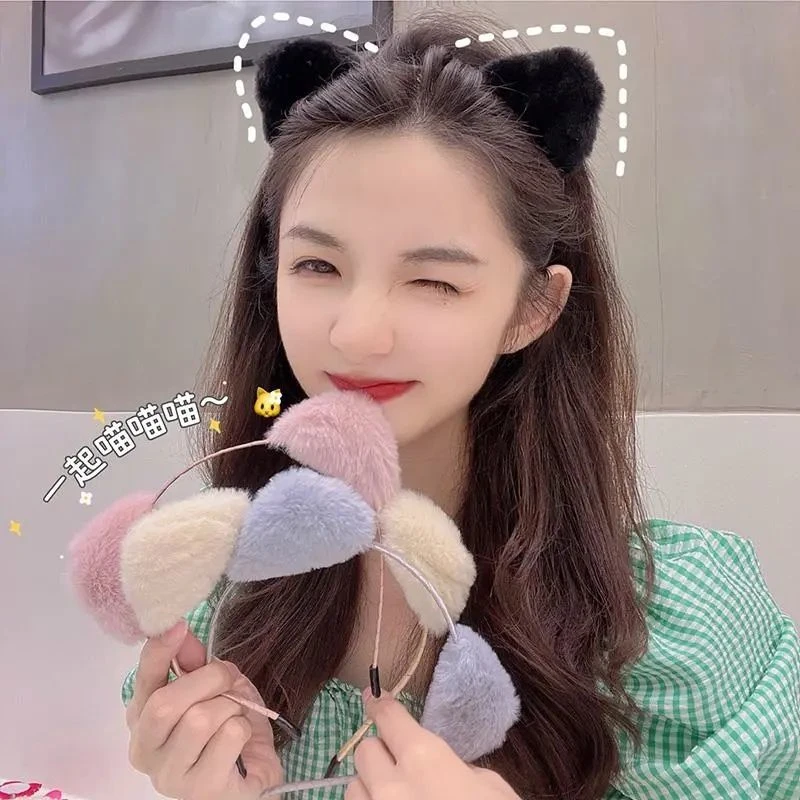 可爱猫耳朵发箍女日韩洗脸绒头箍发卡简约超萌少女心发饰发带新款