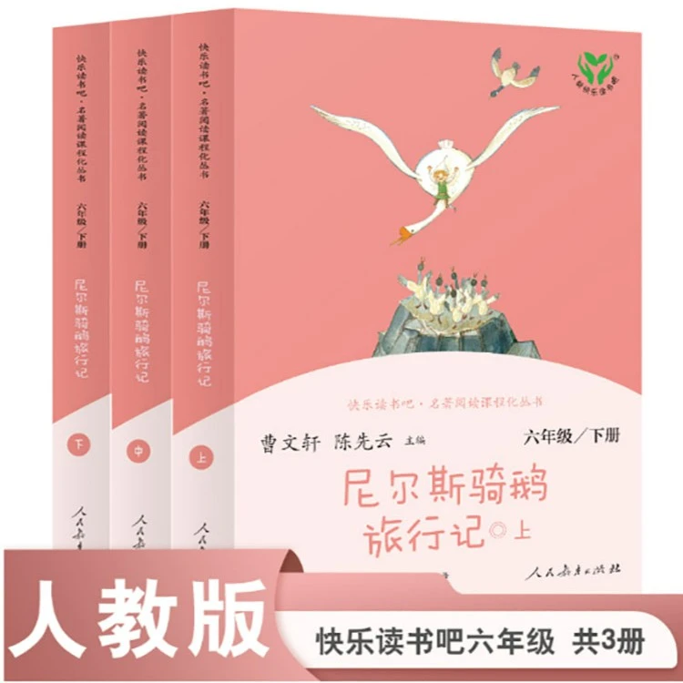 人教版 尼尔斯骑鹅旅行记 上中下3册 六年级下册小学生课外阅读书