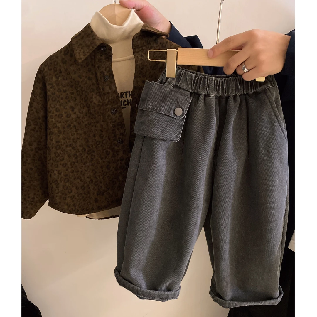 M-K193男女童韩版中性款秋冬季一体绒休闲裤