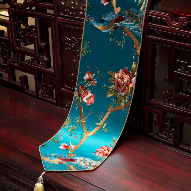 中式桌旗轻奢茶席禅意中国风茶几桌布茶台布艺长条餐桌盖布巾定制