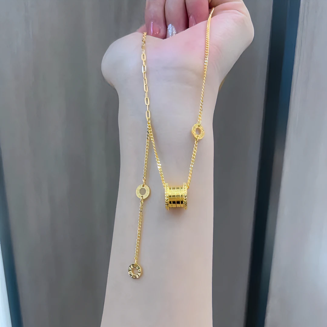 足金5G套链弹簧大蛮腰七夕送对象老婆女友妈妈时尚百搭仙女礼物