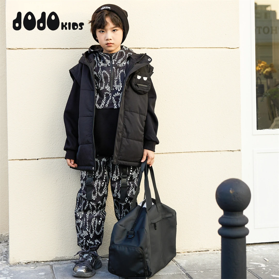 jojo童装男童冬季连帽棉马甲宽松加厚潮酷时尚马甲外套13412247