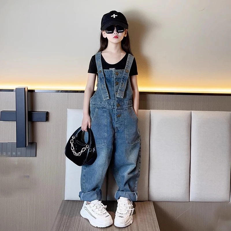 女童背带裤2025新款中大童春秋儿童春款裤子女孩女装牛仔裤洋气潮