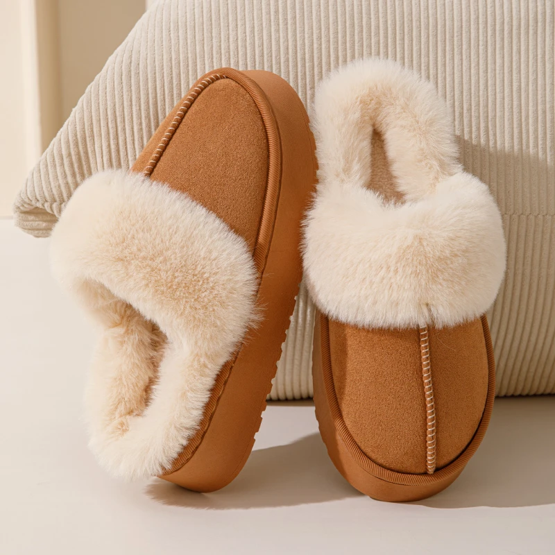 毛毛拖鞋女外穿2024新款秋冬皮毛一体雪地靴厚底加绒包头棉拖鞋