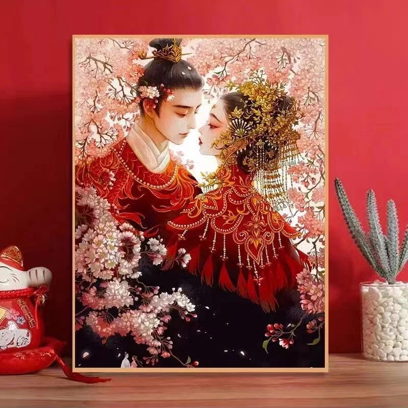 喜结良缘diy钻石画满钻有框手工自粘新婚礼物十字绣2023新款